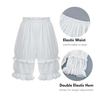 Nuoqi Womens Sweet Lolita Bloomers Novelties Steampunk Pantaloons ,Long-white,X-Large