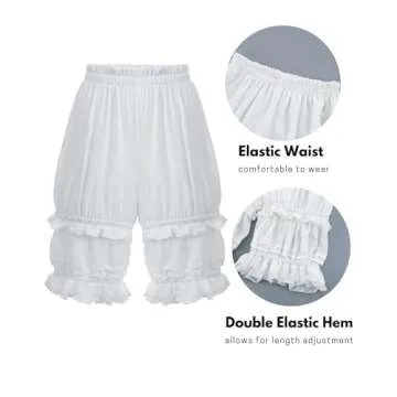Nuoqi Womens Sweet Lolita Bloomers Novelties Steampunk Pantaloons ,Long-white,X-Large
