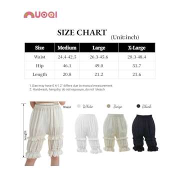 Nuoqi Womens Sweet Lolita Bloomers Novelties Steampunk Pantaloons ,Long-white,X-Large