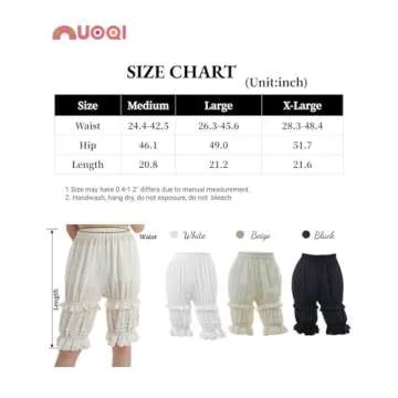 Nuoqi Womens Sweet Lolita Bloomers Novelties Steampunk Pantaloons ,Long-white,X-Large
