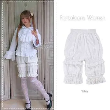Nuoqi Womens Sweet Lolita Bloomers Novelties Steampunk Pantaloons ,Long-white,X-Large