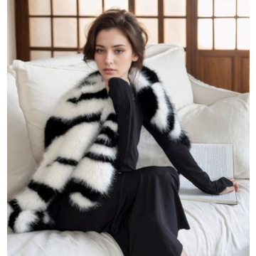 EDGBI Women's Winter Zebra Faux Fur Jacket - Warm & Stylish