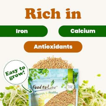 Food to Live - Clover Seeds for Sprouting, 1 Pound Pure, Vegan, Kosher, Bulk. Edible Seeds. Rich in Vitamin C. High Germitation Rate. Grow Sprouts, and Microgreens.