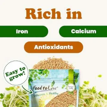 Food to Live - Clover Seeds for Sprouting, 1 Pound Pure, Vegan, Kosher, Bulk. Edible Seeds. Rich in Vitamin C. High Germitation Rate. Grow Sprouts, and Microgreens.