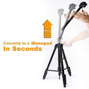 InnerTeck Tripod - 70 Inches Professional Camera Tripod Monopod with Carry Bag for SLR DSLR Canon Nikon Sony DV Video - Travel Portable Tripod