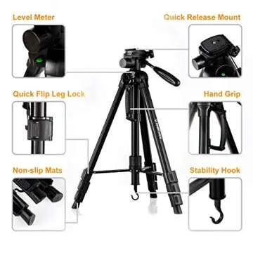 InnerTeck Tripod - 70 Inches Professional Camera Tripod Monopod with Carry Bag for SLR DSLR Canon Nikon Sony DV Video - Travel Portable Tripod