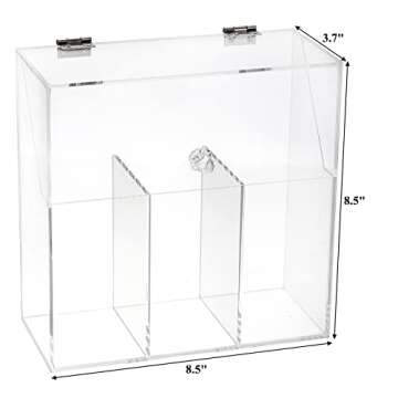 Okllen Makeup Brush Holder with Dustproof Lid, White Pearls, Acrylic Clear Makeup Brush Organizer with 3 Compartment, Large Cosmetic Brush Storage Box Case for Vanity, Bathroom, Bedroom