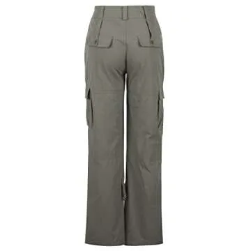 Uillui Womens Relaxed Fit Baggy Cargo Pants Y2K Teen Girls Trendy Low Waist Parachute Pants Wide Leg Trousers Hiking Pants Gray