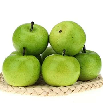Gresorth 6pcs Lifelike Artificial Green Apple Faux Fake Apples Fruit Home House Kitchen Cabinet Decoration