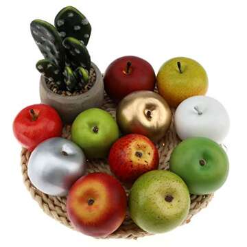Gresorth 6pcs Lifelike Artificial Green Apple Faux Fake Apples Fruit Home House Kitchen Cabinet Decoration