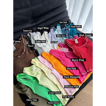 Danysu Cotton Rib Tank with Built-In Bra for Comfort