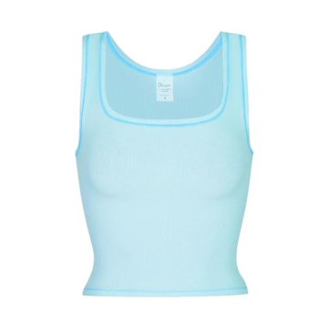Danysu Cotton Rib Tank with Built-In Bra for Comfort