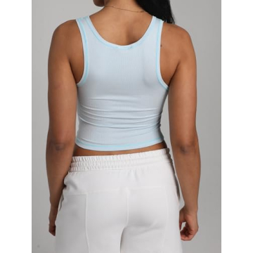 Danysu Cotton Rib Tank with Built-In Bra for Comfort