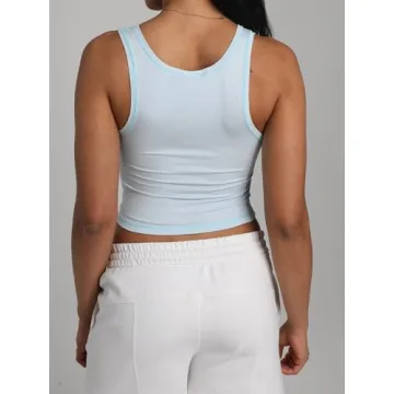 Danysu Cotton Rib Tank with Built-In Bra for Comfort