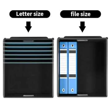 Huolewa Upgraded Portable File Organizer Box, Large Linen Hanging Office Document Storage Box with Lid - Black, Collapsible Filing & Storage Boxes for Office/Decor/Home - 14.9 x 12.59 x 10.8 inch