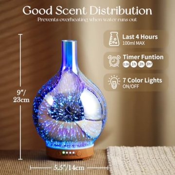 Porseme 100ml Essential Oil Diffuser with 3D LED Light
