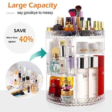 Lumcrissy Rotating Makeup Organizer 360-Degree Rotating Adjustable Multi-Function Acrylic Cosmetic Storage
