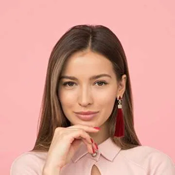 AROIC 93 Pairs Colorful Earrings with Tassel Earrings Layered Ball Dangle Hoop Stud Jacket Earrings for Women Jewelry Fashion and Valentine Birthday Party Gift.