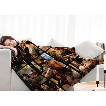 Yoke Style Ships Next Day, Custom Blanket with Picture, Personalized Throw Photo Blankets Customized Photo Gifts for Mom Dad Women Family - 9 Photos