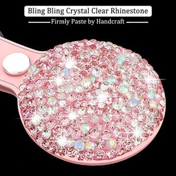 QearFun Bling Diamond Apple Airtag Case, Sparkly Leather Airtag Keychain Holder with Shiny Rhineston...