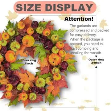 24 Inch Handmade Fall Wreaths for Vibrant Home Decor
