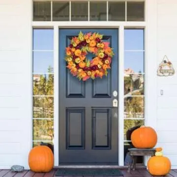 24 Inch Handmade Fall Wreaths for Vibrant Home Decor
