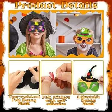 Qyeahkj 16 Packs Halloween Monster Felt Mask Craft for Kids, Monster Foam Craft Crafts for Kids Ages 3-5, 4-8, 8-10, Felt Halloween Craft Mask Kit for Home Party Activity