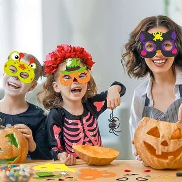 Qyeahkj 16 Packs Halloween Monster Felt Mask Craft for Kids, Monster Foam Craft Crafts for Kids Ages 3-5, 4-8, 8-10, Felt Halloween Craft Mask Kit for Home Party Activity