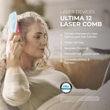 Hairmax Ultima 12 LaserComb - (FDA Cleared) Laser Hair Regrowth Treatment Device for Men & Women - R...