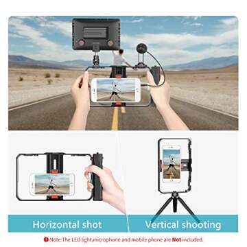 NEEWER Plastic U Rig Smartphone Video Rig, Filmmaking Cage, Phone Stabilizer Grip Tripod Mount for Videomaker Filmmaker Compatible with iPhone 14 Plus/Pro Max 13 Mini/Pro Max X XS Max XR Android