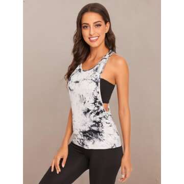 SweatyRocks Women's Sleeveless Flowy Loose Fit Racerback Yoga Workout Tank Top Black White XL