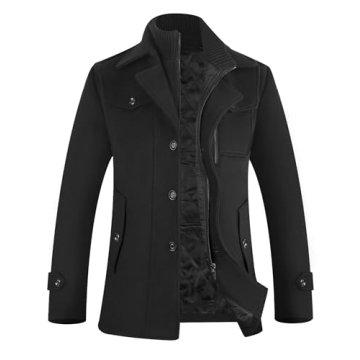 Warm APTRO Men's Pea Coat Wool Jacket - Stylish Windbreaker