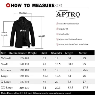 APTRO Men's Wool Pea Coat - Stylish Winter Jacket