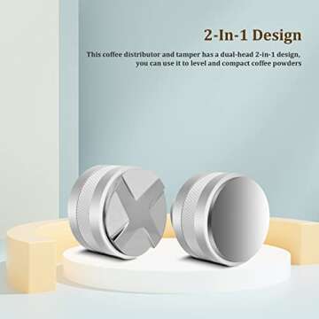 IKAPE Coffee Products, 58mm Coffee Distributor & Hand Tamper, Adjustable Depth Espresso Distributor Fits All 58mm Espresso Portafilter(Silver))