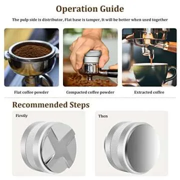IKAPE Coffee Products, 58mm Coffee Distributor & Hand Tamper, Adjustable Depth Espresso Distributor Fits All 58mm Espresso Portafilter(Silver))