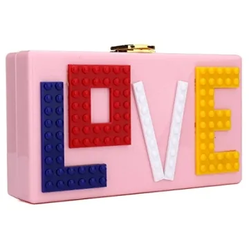 Love Acrylic Clutch, Acrylic Box Evening Clutch Bag Purse Handbag for Women Wedding Party Cocktail Handbag (Pink)
