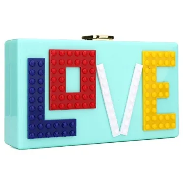 Love Acrylic Clutch, Acrylic Box Evening Clutch Bag Purse Handbag for Women Wedding Party Cocktail Handbag (Pink)