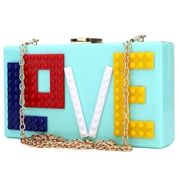 Love Acrylic Clutch, Acrylic Box Evening Clutch Bag Purse Handbag for Women Wedding Party Cocktail Handbag (Pink)
