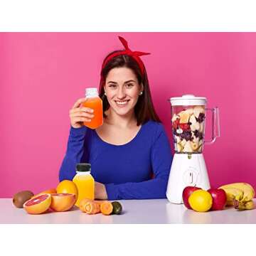 5 Pcs 5 oz Plastic Juice Bottle Reusable Transparent Bulk Beverage Containers with Black Lids for Juice, Drinking Milkshake Tea, Milk, Juicing Smoothie Water and Other Beverages, Fridge Storage