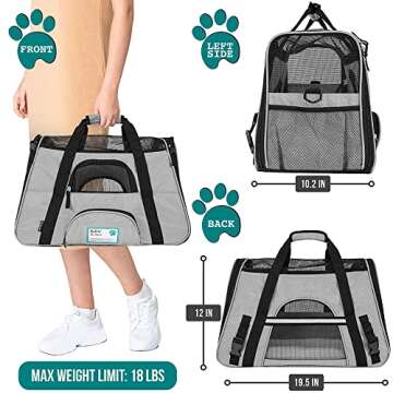 PetAmi Airline Approved Pet Carrier for Cat, Soft Sided Dog Carrier for Small Dogs, Cat Travel Suppl...