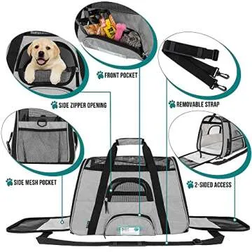 PetAmi Airline Approved Pet Carrier for Cat, Soft Sided Dog Carrier for Small Dogs, Cat Travel Supplies Accessories for Indoor Cats, Ventilated Pet Carrying Bag Medium Large Kitten Puppy, Large Gray