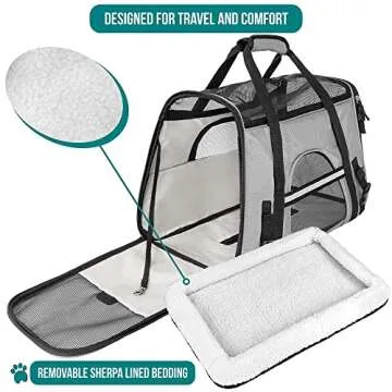 PetAmi Airline Approved Pet Carrier for Cat, Soft Sided Dog Carrier for Small Dogs, Cat Travel Supplies Accessories for Indoor Cats, Ventilated Pet Carrying Bag Medium Large Kitten Puppy, Large Gray