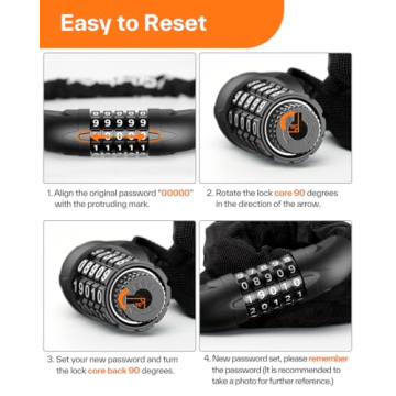 Sportneer Bike Chain Lock 5-Digit Keyless Security