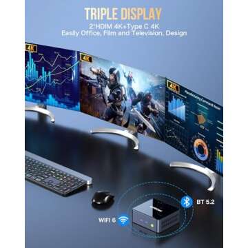 GMKtec Mini PC Windows 11 Pro Intel Core i7-1195G7 (Turbo 5.0 GHz) 32GB DDR4 1TB SSD Desktop Mini Computers WiFi 6, BT 5.2/ DP, HDMI/RJ45 2.5G/USB4.0