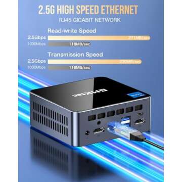 GMKtec Mini PC Windows 11 Pro Intel Core i7-1195G7 (Turbo 5.0 GHz) 32GB DDR4 1TB SSD Desktop Mini Computers WiFi 6, BT 5.2/ DP, HDMI/RJ45 2.5G/USB4.0