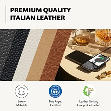 COURANT Catch:2 Classics - Italian Leather Dual Wireless Charging Pad - Compatible with iPhone 11, X, SE, Galaxy S23, S22, S21, S20, Note, AirPods, AirPods Pro (Ash)