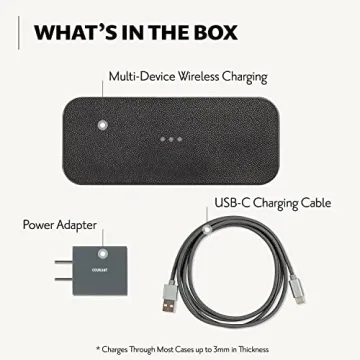 COURANT Catch:2 Classics - Italian Leather Dual Wireless Charging Pad - Compatible with iPhone 11, X, SE, Galaxy S23, S22, S21, S20, Note, AirPods, AirPods Pro (Ash)