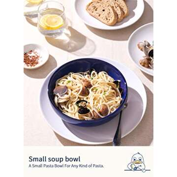 LE TAUCI Pasta Bowls 32 Ounce, Ceramic Salad Bowl, Large Serving Bowl Set for kitchen, Dishwasher Oven Microwave Safe- Set of 4, Ceylon Blue