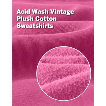 Hatant Sweatshirt for Women Acid Wash Athletic Hoodies Heritage Fleece V-neck Long Sleeve Hoodie Y2K Crop Pullover Women Sweatshirt Cotton Fleece Lined Hoodies Workout Pullover Shirt Pink-M