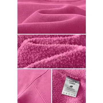 Hatant Sweatshirt for Women Acid Wash Athletic Hoodies Heritage Fleece V-neck Long Sleeve Hoodie Y2K Crop Pullover Women Sweatshirt Cotton Fleece Lined Hoodies Workout Pullover Shirt Pink-M